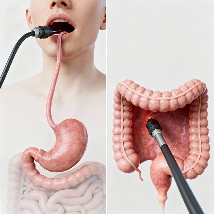 colonscopia vs gastroscopia